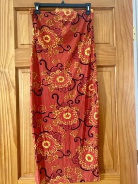 Absolutely Love It Floral Maxi Tube Dress Y2K Orange Stretch Size L
